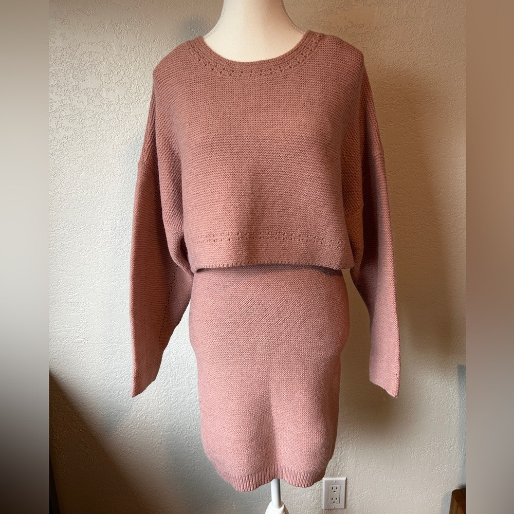 Silk and Salt sweater dress with layering sweater (one size)